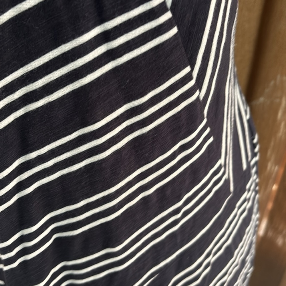 Anthropologie black and white Maeve Moka One Shoulder Striped Dress - Picture 4 of 7